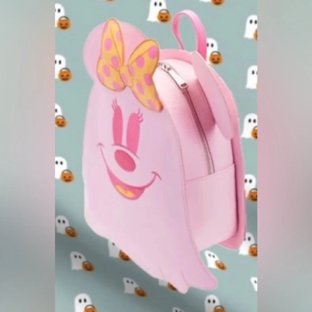 Loungefly Disney Pastel Ghost Minnie Glow in the Dark Mini Backpack NWT - Picture 5 of 6